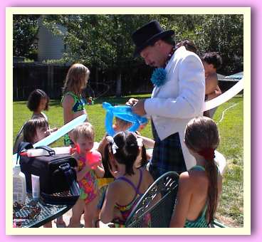 Lining up for balloon hats!