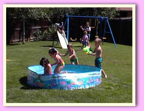 The kids in the pool.